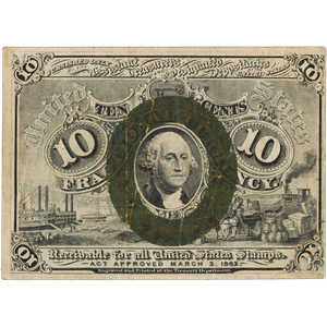 1863-1867 10¢ Fractional Currency Note with Surcharge Main Image
