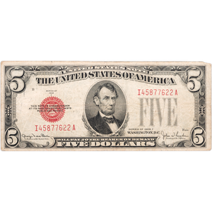 1928F $5 Legal Tender Note VG Main Image