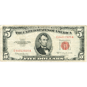 1953C $5 Legal Tender Note VG Main Image