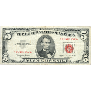 1963 $5 Legal Tender Note, Very Good Main Image