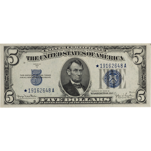 1934D $5 Silver Certificate, Star Note Main Image