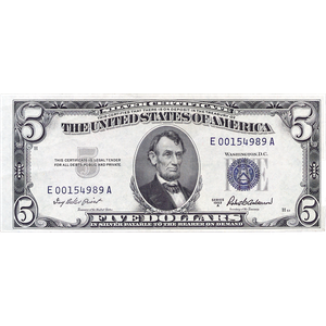 1953A $5 Silver Certificate VF Littleton Coin Company