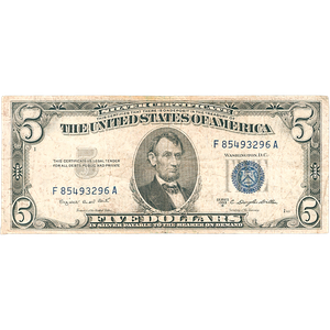 1953B $5 Silver Certificate VG Main Image