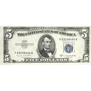1953B $5 Silver Certificate VF Main Image