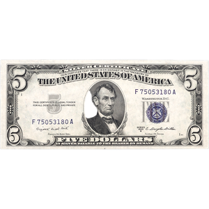 1953B $5 Silver Certificate Main Image
