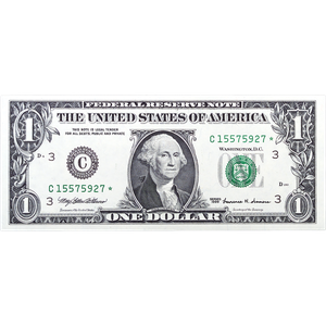Series 1999 $1 Federal Reserve Star Note CCU Main Image