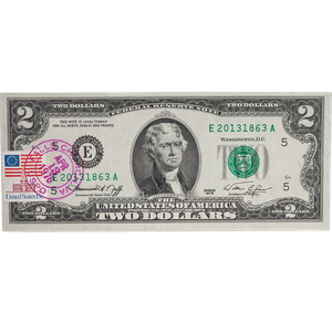 1976 $2 Federal Reserve Note 1st Day of Issue with Stamp, Richmond Main Image