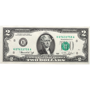 Series 1976 $2 Federal Reserve Note CUNC Main Image