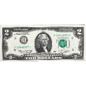 1976 $2 Federal Reserve Star Note Main Image