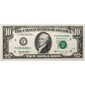 1995 $10 Federal Reserve Star Note Main Image