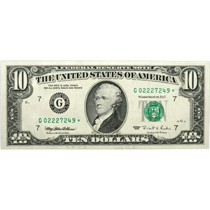1995 $10 Federal Reserve Star Note Main Image