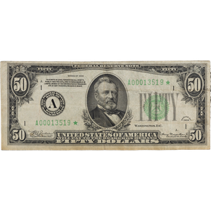 1934 $50 Federal Reserve Star Note Main Image