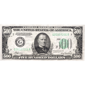 1934A $500 Federal Reserve Note Main Image