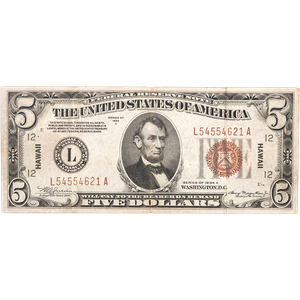 1934A $5 Federal Reserve Note Hawaii F Main Image