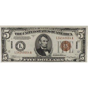 1934A $5 Federal Reserve Note, Hawaii Main Image