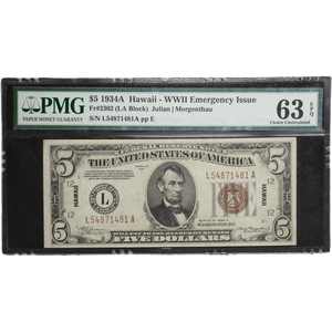 1934A $5 Federal Reserve Note, Hawaii Main Image