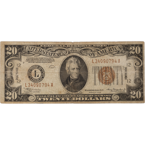 Series 1934 $20 Federal Reserve Note, Hawaii Main Image