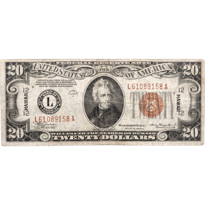 Series 1934A $20 Federal Reserve Note, Hawaii VG Main Image