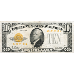 1928 $10 Gold Certificate, Very Good Main Image