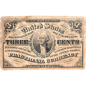 1864-1869 3¢ Fractional Note Main Image