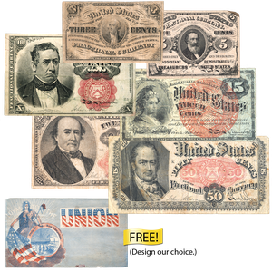 1862-1876 Complete Fractional Currency Denomination Set with FREE Civil War Cover Main Image