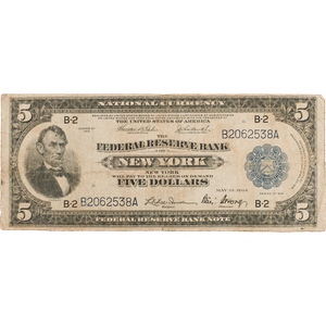 1918 $5 Federal Res Bank Note Lg Sz G/VG Main Image