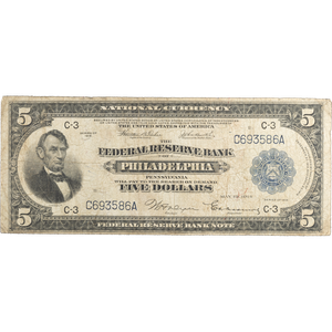 1918 $5 Federal Reserve Bank Note Main Image