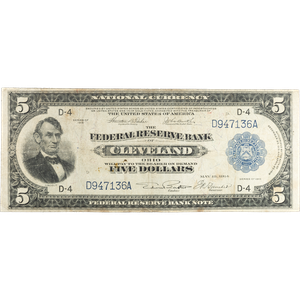 1918 $5 Federal Reserve Bank Note Main Image