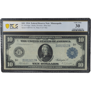 1914 $10 Federal Reserve Note Main Image