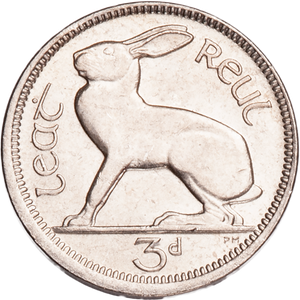 1968 Ireland Cn 3 Pence Hare   UNC Main Image