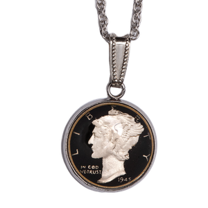 Hand-enameled Mercury Silver Dime Necklace Main Image