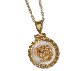 Small Round Bezel Gold Flakes Necklace Main Image