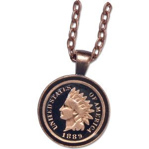 Indian Head Cent Necklace with Black Enamel Main Image