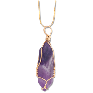 Amethyst Wrapped Crystal Pendant Necklace Main Image