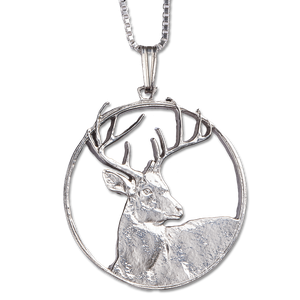 White-tailed Deer Cut Coin Necklace Main Image