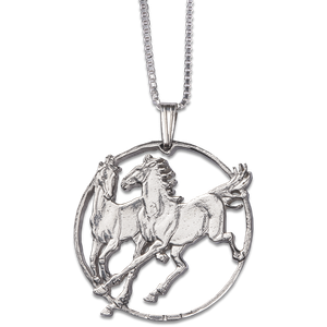 Horses Cut Coin Necklace Main Image