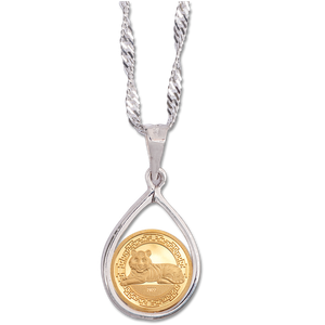 2022 Mongolia Gold 1000 Togrog Year of the Tiger Teardrop Necklace Main Image
