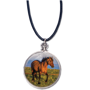 Wild Mustang Colorized Yellowstone Quarter Necklace Main Image