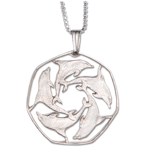 Sterling Silver Dolphins Necklace Main Image