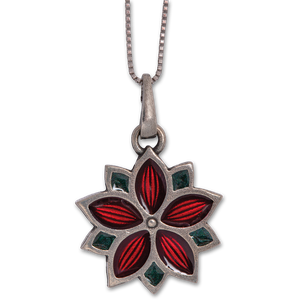Poinsettia Starburst Pewter Necklace Main Image