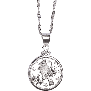 Season’s Greetings Cardinal 1/4 oz. Silver Round Necklace Main Image