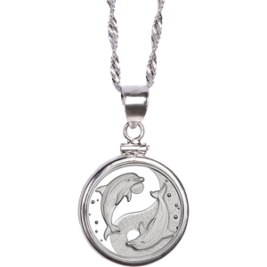 Yin-Yang Dolphins 1/4 oz. Silver Round Necklace Main Image