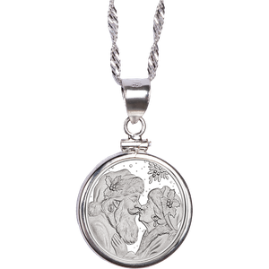 Santa and Mrs. Claus 1/4 oz. Silver Round Necklace Main Image