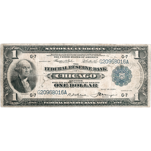1918 $1 Federal Reserve Bank Note, Large Size Main Image