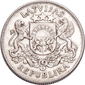 1925-1926 Latvia Silver 2 Lati Main Image