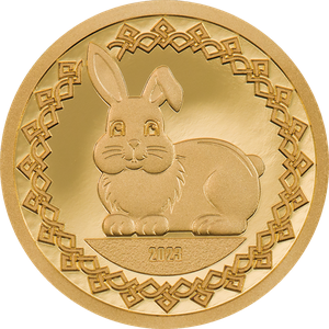2023 Mongolia .5 gram Gold Lunar Year of the Rabbit 1000 Togrog Main Image