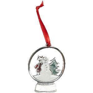 Snowglobe Pewter Ornament - Snowman Main Image