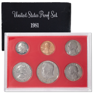 1981-S U.S. Mint Proof Set, T1 Filled "S" (6 coins), Choice Proof, PR63 Main Image