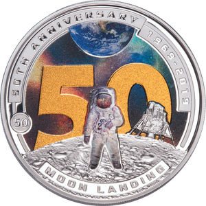 2019 Solomon Island Silver Plated Half Dollar 50th Anniversary of Moon Landing Main Image