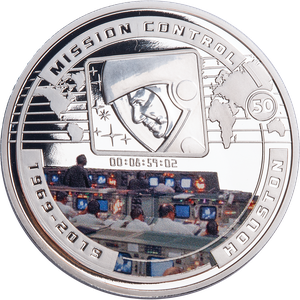 2019 Solomon Island Silver Plated Half Dollar Mission Control Moon Landing Main Image
